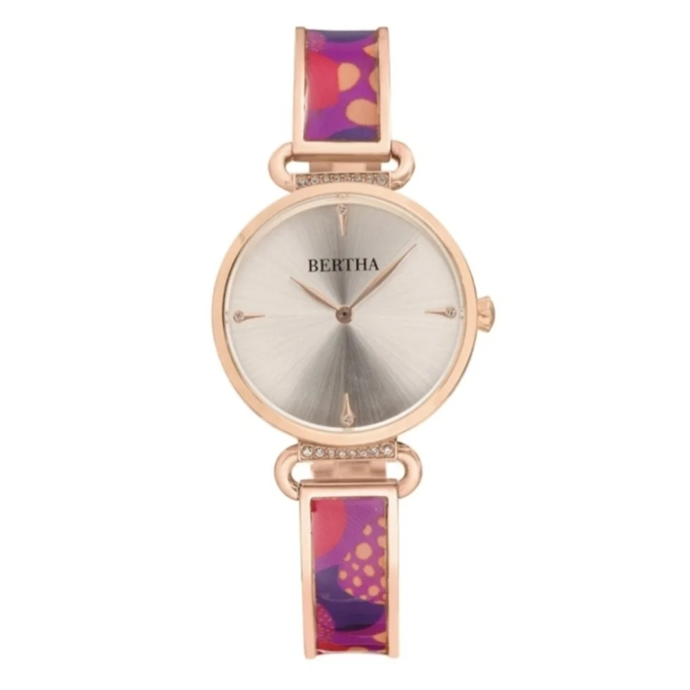 Bertha Bracelet Watch Quartz  Crystal Gold Pink Watches For Women - Picture 4 of 14